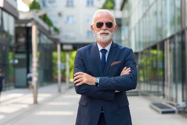 Portrait of senior business man outdoor