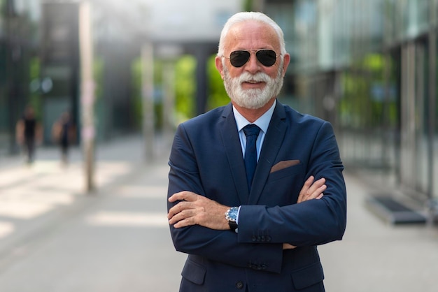 Portrait of senior business man outdoor