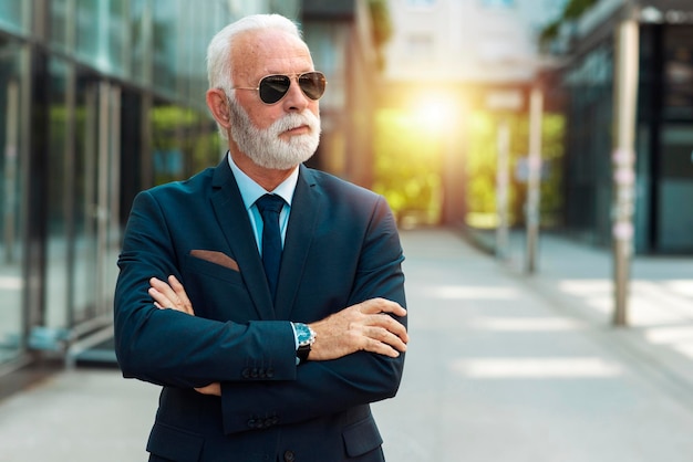 Portrait of senior business man outdoor