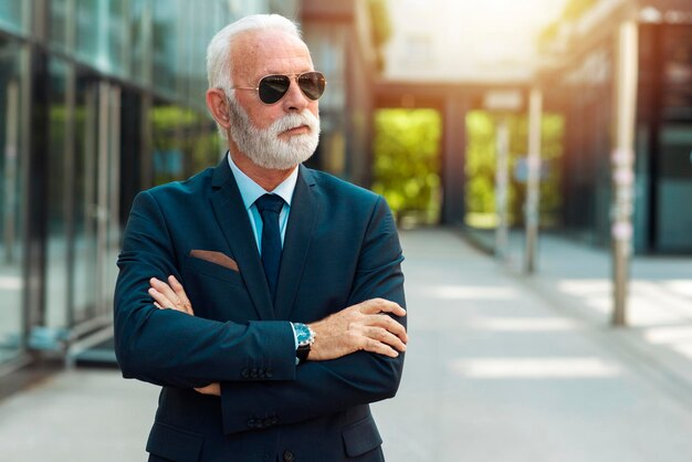 Portrait of senior business man outdoor