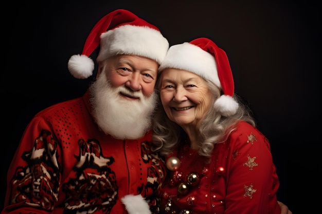 クリスマスの時期に室内にいる年配のカップルのポートレート