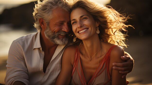 portrait of a senior couple in love at the beach