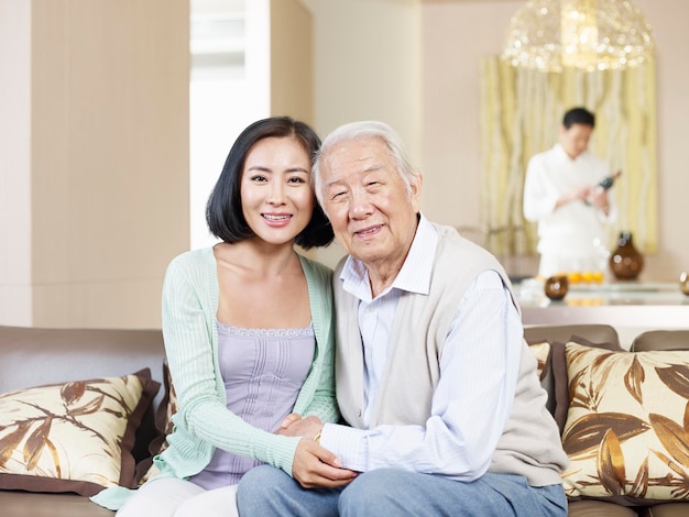 portrait senior father and adult daughter