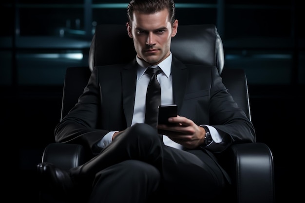 Portrait of a senior grayhaired man a businessman director founder who is concentrating on working in the office at a desk with a laptop