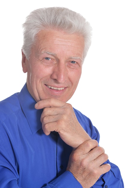 Portrait of senior man isolated on white background