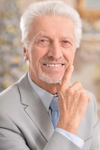 Portrait of a senior man thinking about something