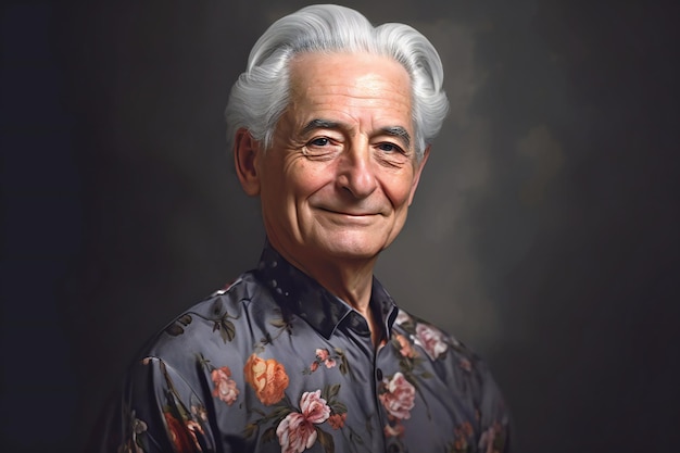 Portrait of a senior man in traditional japanese kimono