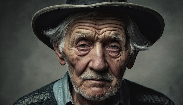 portrait of a senior old man closeup elderly man grandfather portrait senior man looking at cam