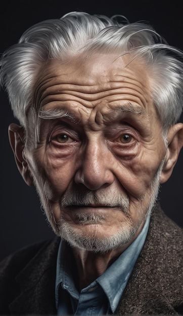 カメラを見ている高齢者の肖像画 ⁇ 高齢者の祖父肖像画