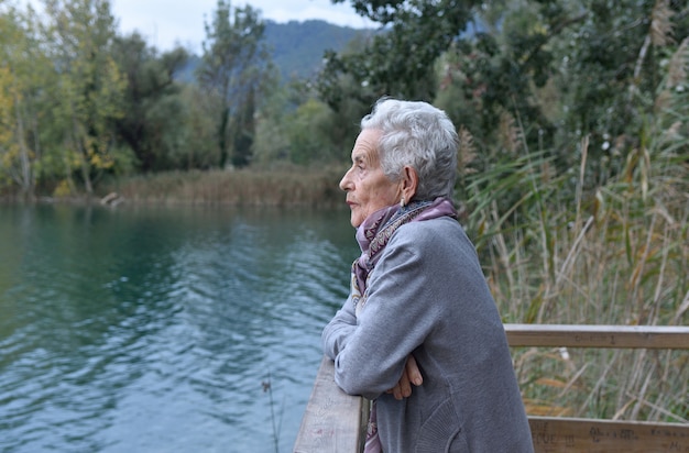 Portrait of a senior woman on the outside