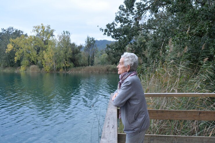 Portrait of a senior woman on the outside
