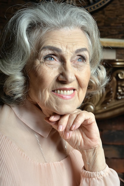 Portrait of senior woman posing at home