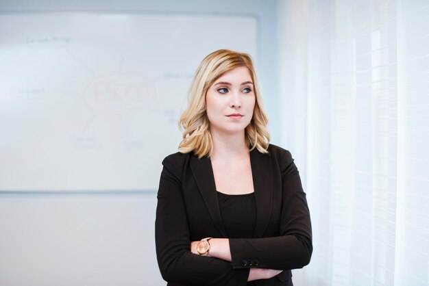 Portrait of serious businesswoman in office