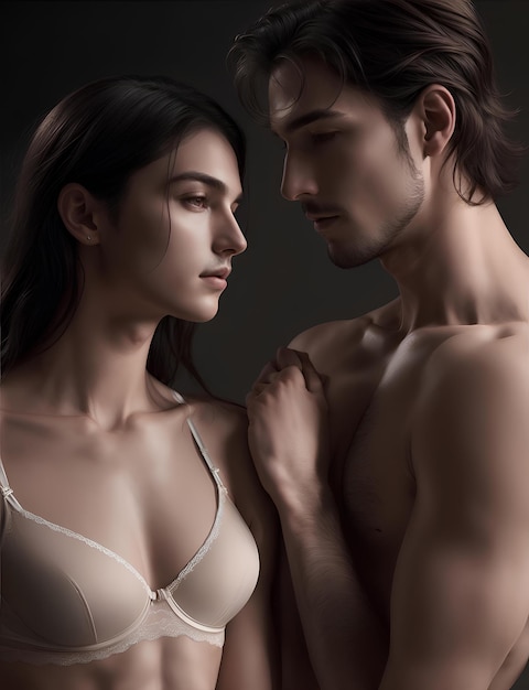 섹시한 남자와 여자 모델의 초상화