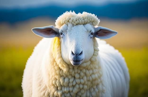 Portrait of a sheep portrait of lamb in fields close up photo of a sheep lamb in fields