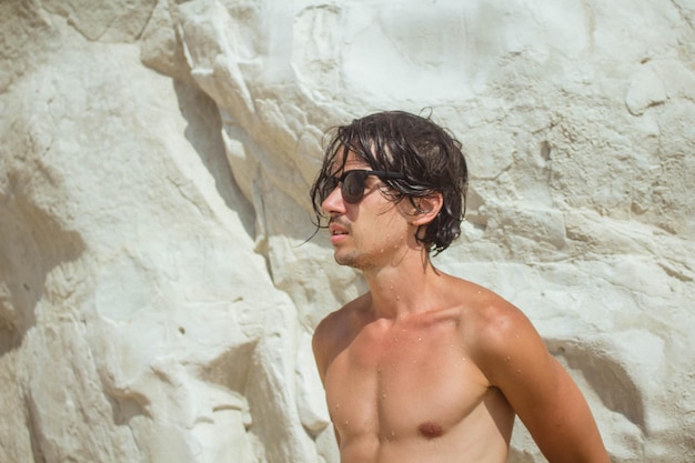 Portrait of shirtless man