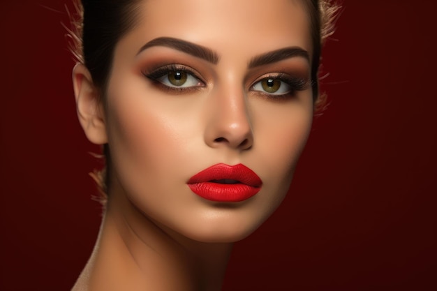 Portrait shot of a model with a glamorous and red carpet ready makeup look Generative AI