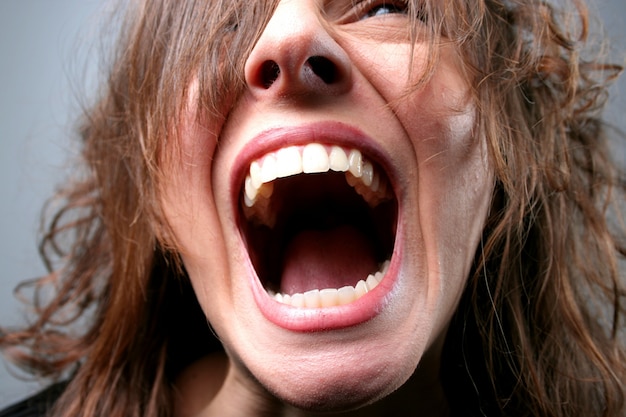 Portrait of shouting woman