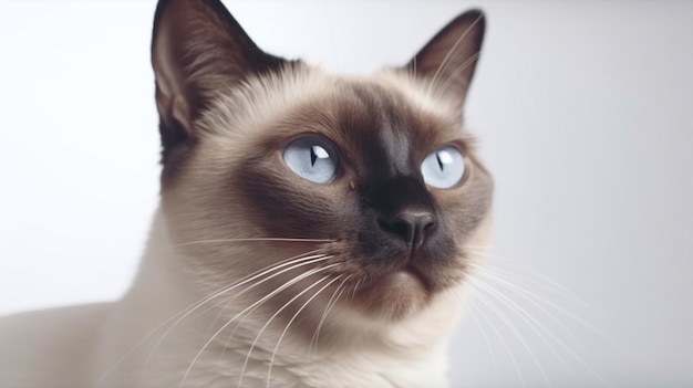 Portrait of Siamese of white background