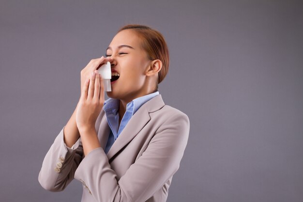 Portrait of sick businesswoman