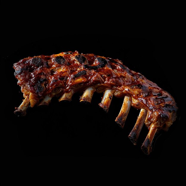 Photo portrait of a single pork rib bbq realistic minimalist