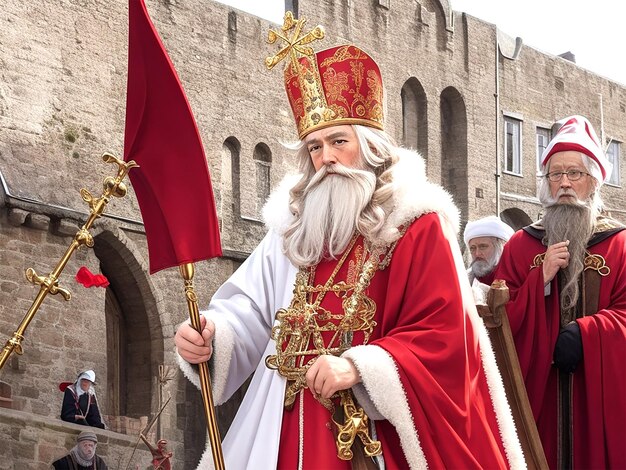 Portrait of Sinterklaas while he is arriving in town
