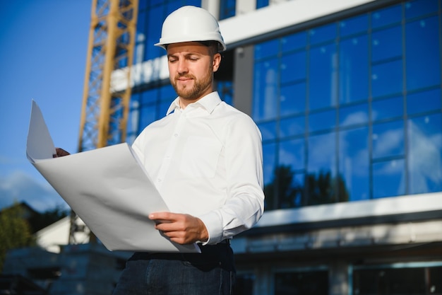 Portrait of a site manager reading a drawing