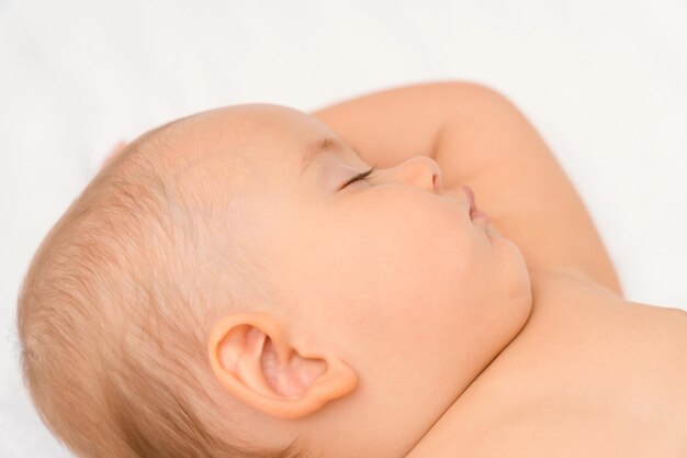 Portrait of a sleeping child in close-up. Bedtime