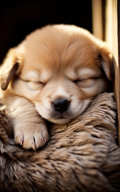 A Portrait of a Small Pup Dozing with Its Paws