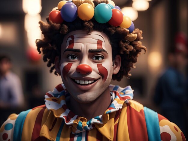 Portrait of smiley male clown