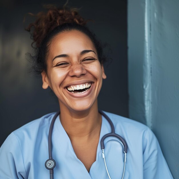 Portrait of smiling african american female doctor with stethoscope