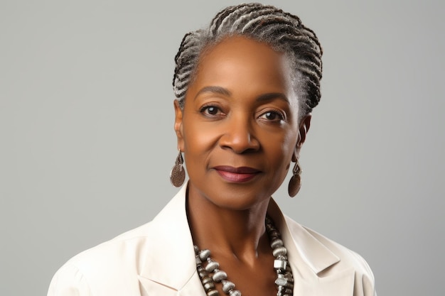 Portrait of a smiling African American woman with gray hair
