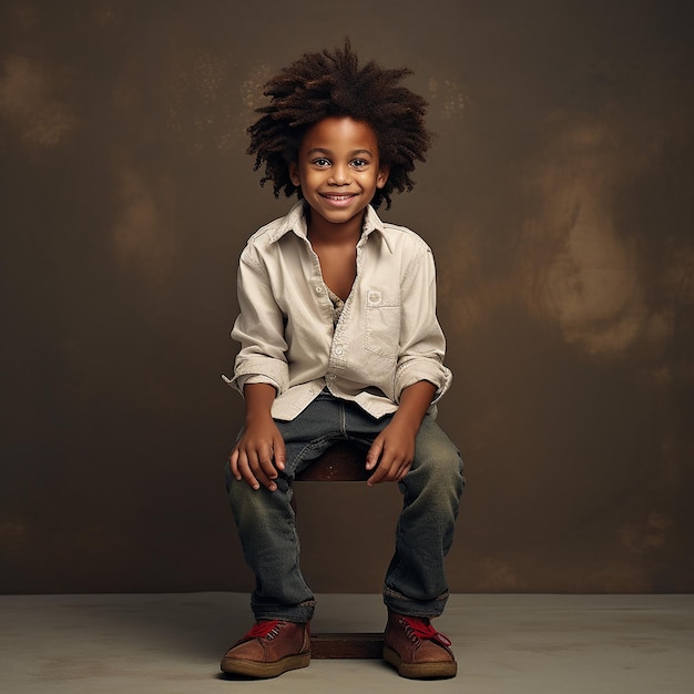 portrait of a smiling afro American boy