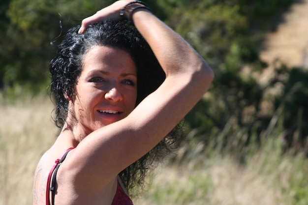 Portrait of smiling beautiful woman