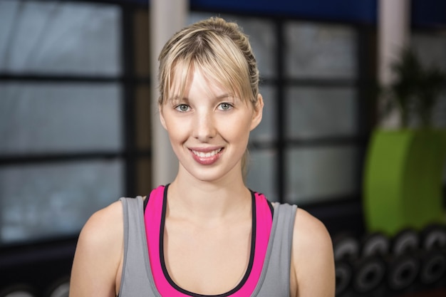 Portrait of smiling blonde at the gym