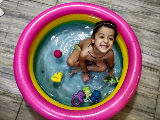 Portrait of smiling boy in water