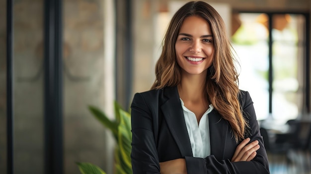 Portrait of a smiling business woman with her arms crossed