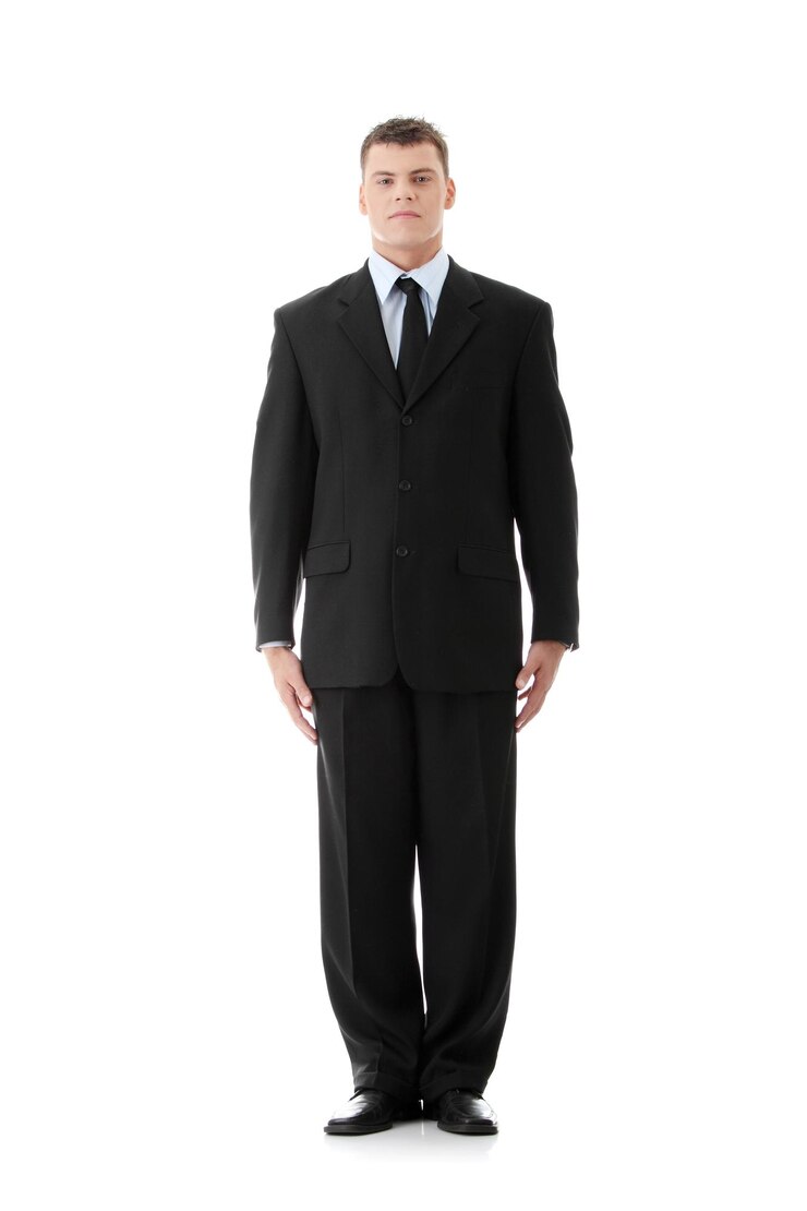 Photo portrait of smiling businessman standing over white background