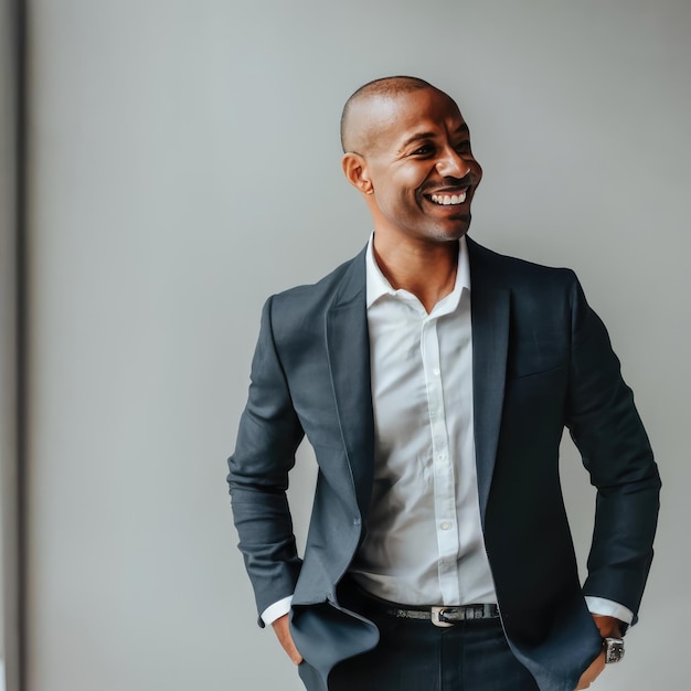 portrait of a smiling businessman with folded arms isolated