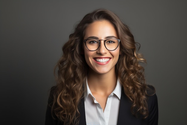 Portrait of smiling businesswoman in eyeglasses