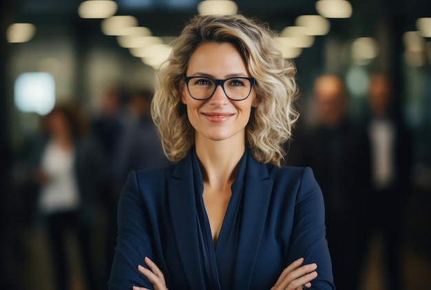 Photo portrait of a smiling businesswoman with a high position