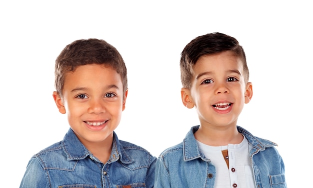 portrait of smiling children on a white background