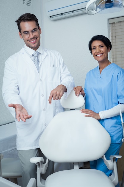 Portrait of smiling dentists