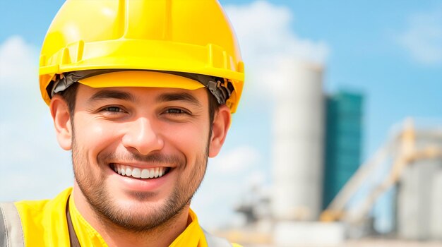 Foto ritratto di un ingegnere sorridente su un cantiere