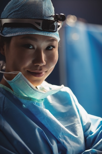 Portrait of smiling female surgeon in operation room