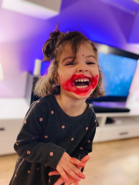 Portrait of smiling girl at home