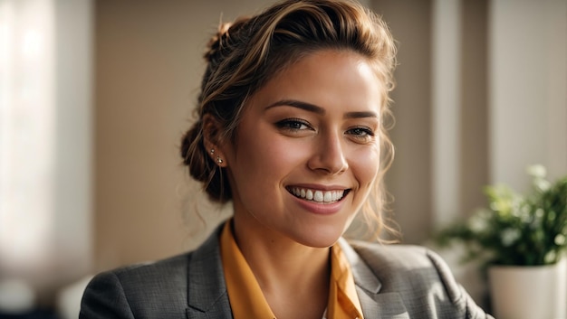 Portrait of a smiling girl in the office