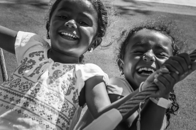 Portrait of smiling girl playing