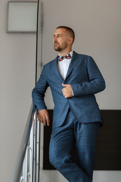 Portrait of smiling groom with beard