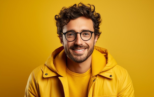 Portrait of a Smiling Handsome Man Wearing Eyeglasses Generative AI